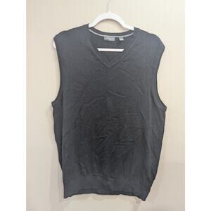 Men's dark charcoal knit sweater vest by Van Husen big & tall size Medium